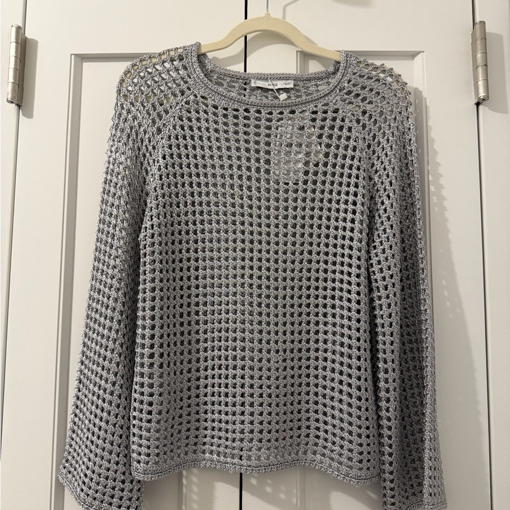 MANGO Open-Knit Gray Sweater